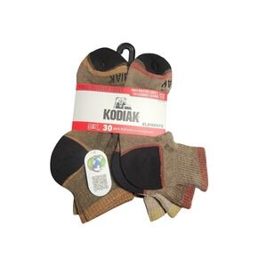 Kodiak Elements Trail Quarter Socks Men's 6 Pack Size 7-12 Moisture Wicking